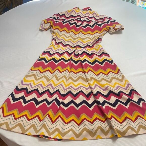 Diane Von Furstenberg DVF Women’s MONIR Silk Dress Chevron Zip Zag 2 NO BELT! - Picture 5 of 6